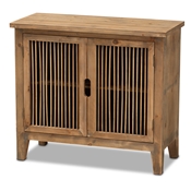 Baxton Studio Clement Rustic Transitional Medium Oak Finished 2-Door Wood Spindle Accent Storage Cabinet